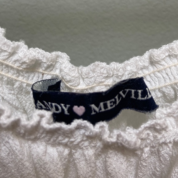 Brandy Melville white ruched off the shoulder top - Picture 3 of 3